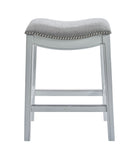 31" Light Gray And White Upholstered And Solid Wood Backless Bar Height Bar Chair - Homeroots