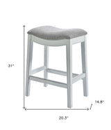31" Light Gray And White Upholstered And Solid Wood Backless Bar Height Bar Chair - Homeroots - Flyclothing LLC