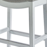 31" Light Gray And White Upholstered And Solid Wood Backless Bar Height Bar Chair - Homeroots - Flyclothing LLC