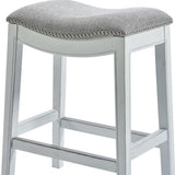 31" Light Gray And White Upholstered And Solid Wood Backless Bar Height Bar Chair - Homeroots - Flyclothing LLC