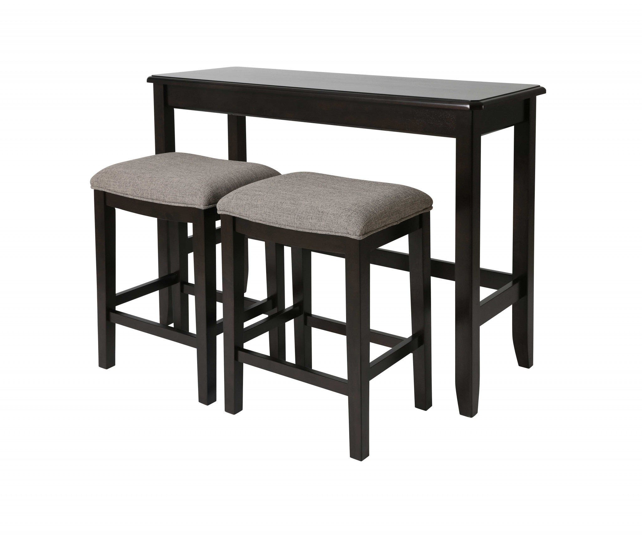 27" Light Gray And Dark Brown Upholstered And Solid Wood Backless Bar Chair - Homeroots - Flyclothing LLC