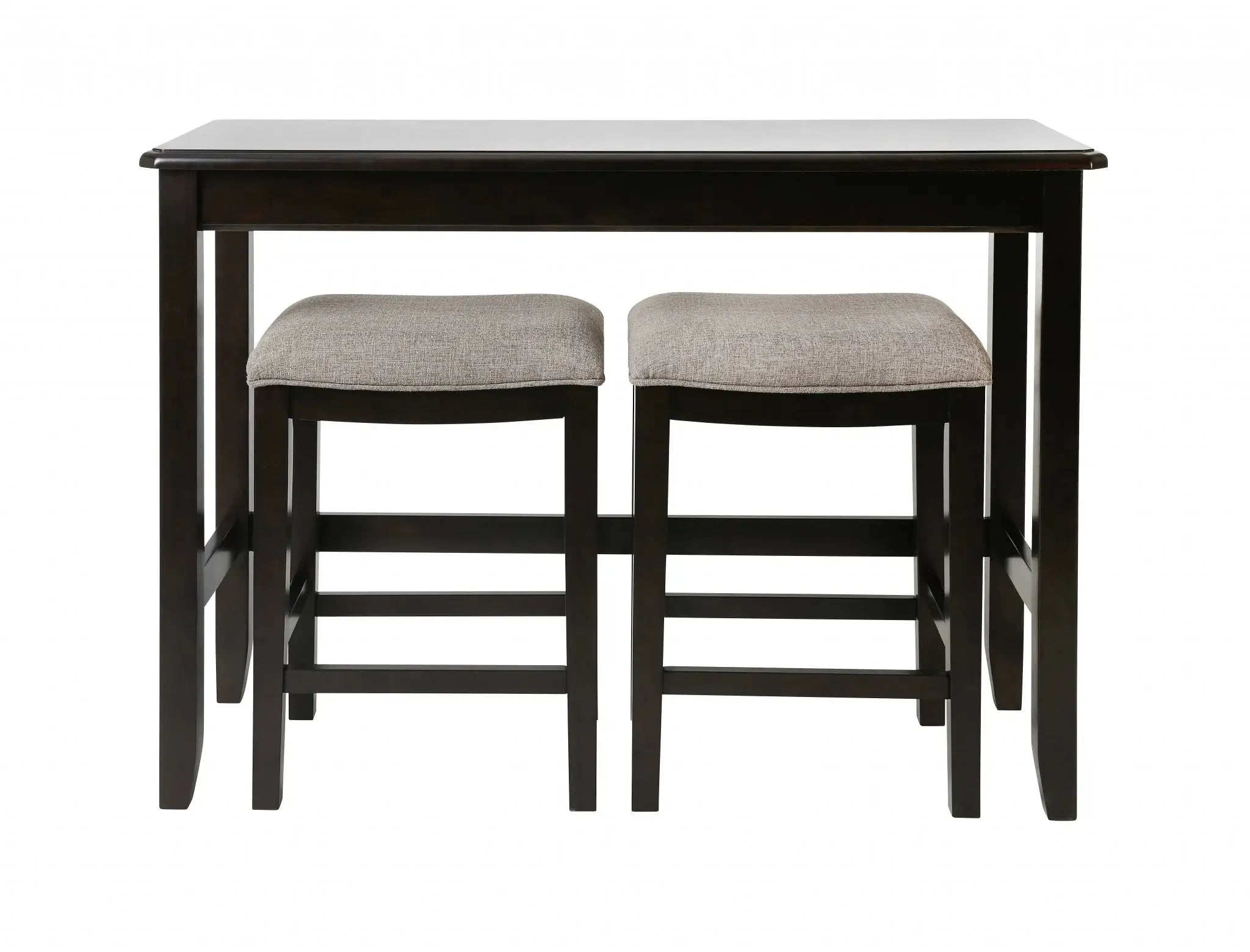 27" Light Gray And Dark Brown Upholstered And Solid Wood Backless Bar Chair - Homeroots - Flyclothing LLC