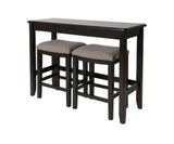 27" Light Gray And Dark Brown Upholstered And Solid Wood Backless Bar Chair - Homeroots