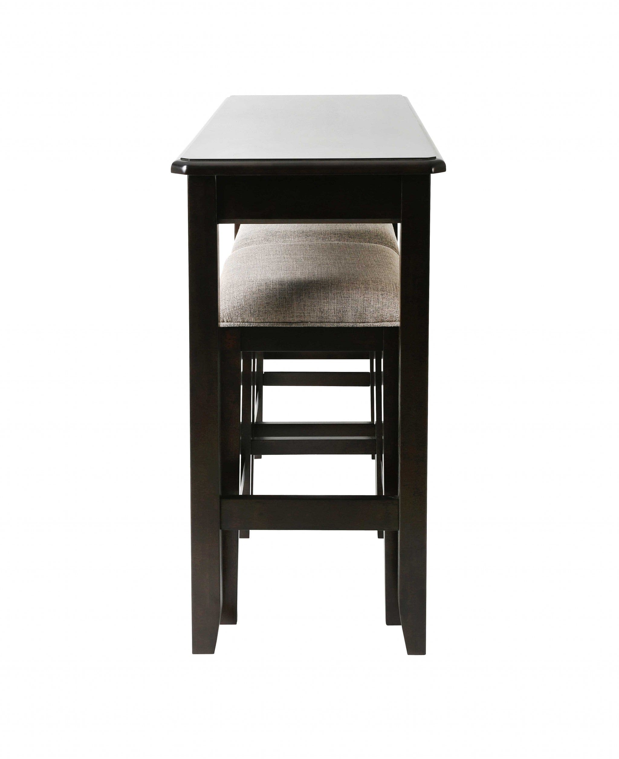 27" Light Gray And Dark Brown Upholstered And Solid Wood Backless Bar Chair - Homeroots - Flyclothing LLC