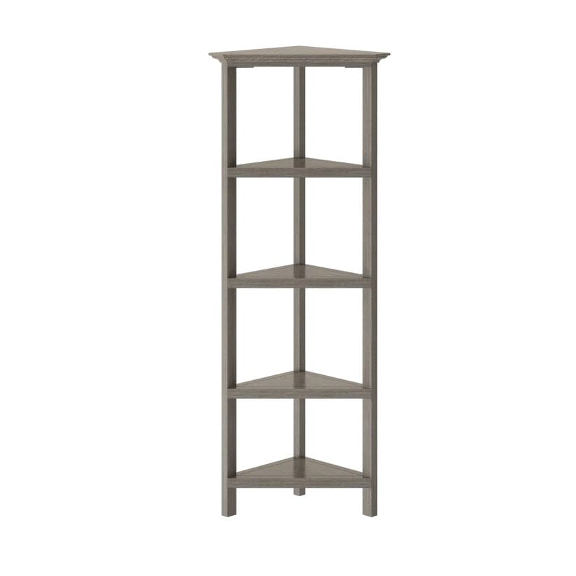 60" Washed Grey Solid Wood Corner Bookcase - Homeroots - Flyclothing LLC