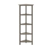 60" Washed Grey Solid Wood Corner Bookcase - Homeroots