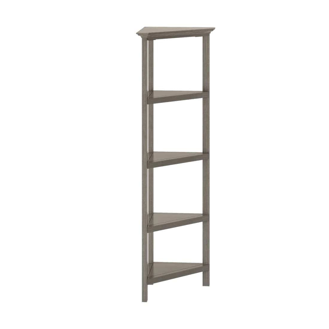 60" Washed Grey Solid Wood Corner Bookcase - Homeroots - Flyclothing LLC