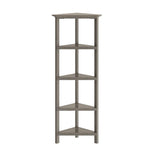 60" Washed Grey Solid Wood Corner Bookcase - Homeroots - Flyclothing LLC