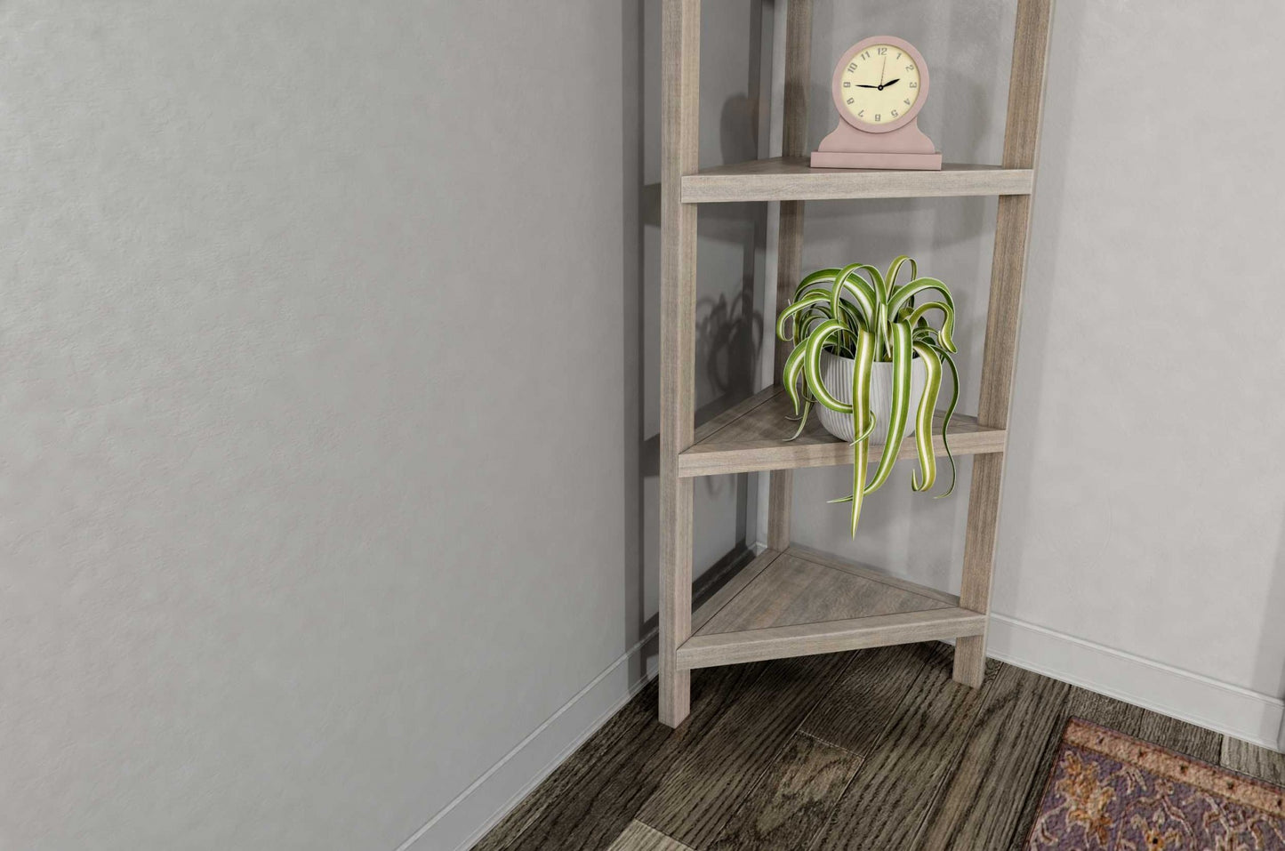 60" Washed Grey Solid Wood Corner Bookcase - Homeroots - Flyclothing LLC