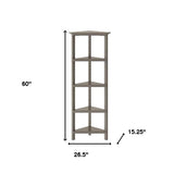 60" Washed Grey Solid Wood Corner Bookcase - Homeroots - Flyclothing LLC