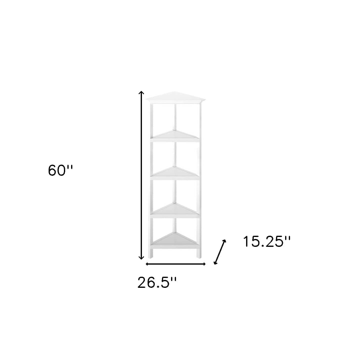 60" White Solid Wood Corner Bookcase - Homeroots