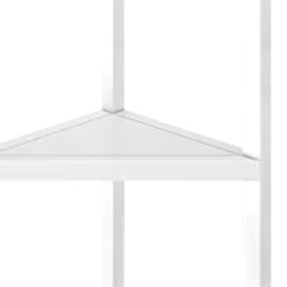 60" White Solid Wood Corner Bookcase - Homeroots - Flyclothing LLC