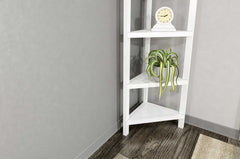 60" White Solid Wood Corner Bookcase - Homeroots