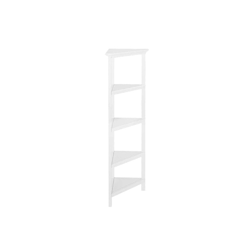 60" White Solid Wood Corner Bookcase - Homeroots