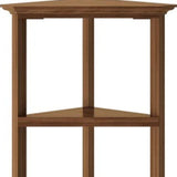 60" Walnut Solid Wood Four Tier Corner Bookcase - Homeroots - Flyclothing LLC