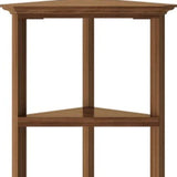 60" Walnut Solid Wood Four Tier Corner Bookcase - Homeroots - Flyclothing LLC
