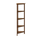 60" Walnut Solid Wood Four Tier Corner Bookcase - Homeroots - Flyclothing LLC