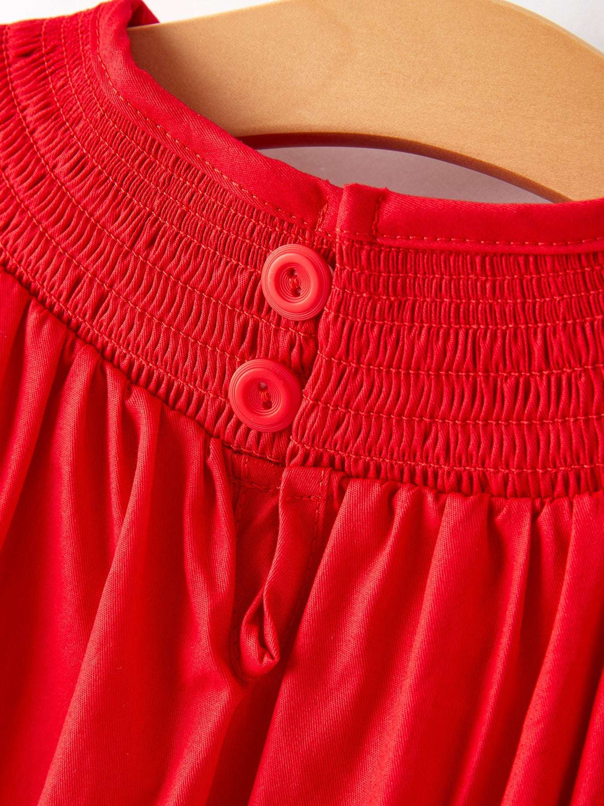 Girls Bow Smocking Embroidered Red Dress - Rylee Faith Designs - Flyclothing LLC