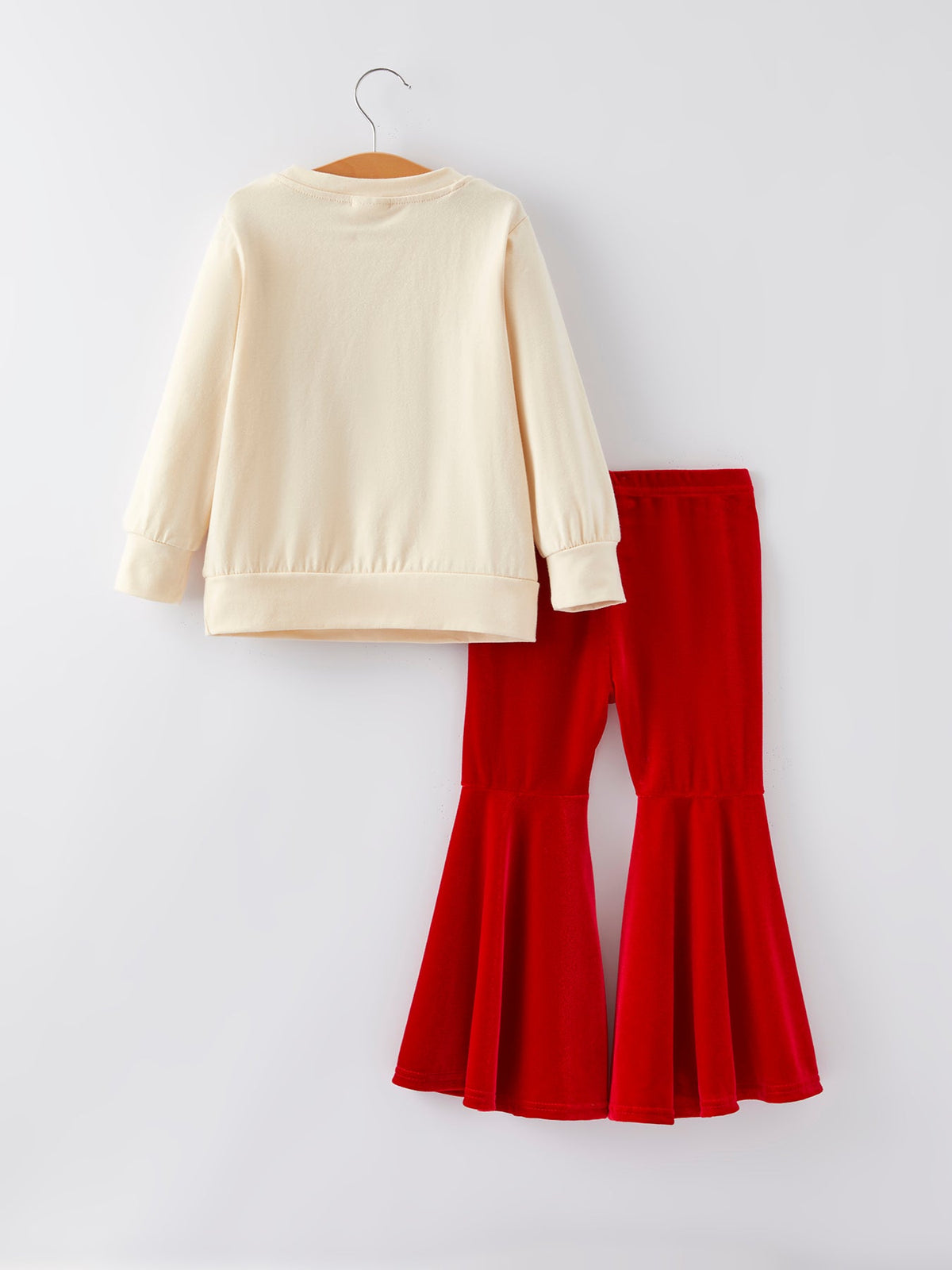 Christmas Letter Applique Top + Flared Pants Outfit Set - Rylee Faith Designs - Flyclothing LLC