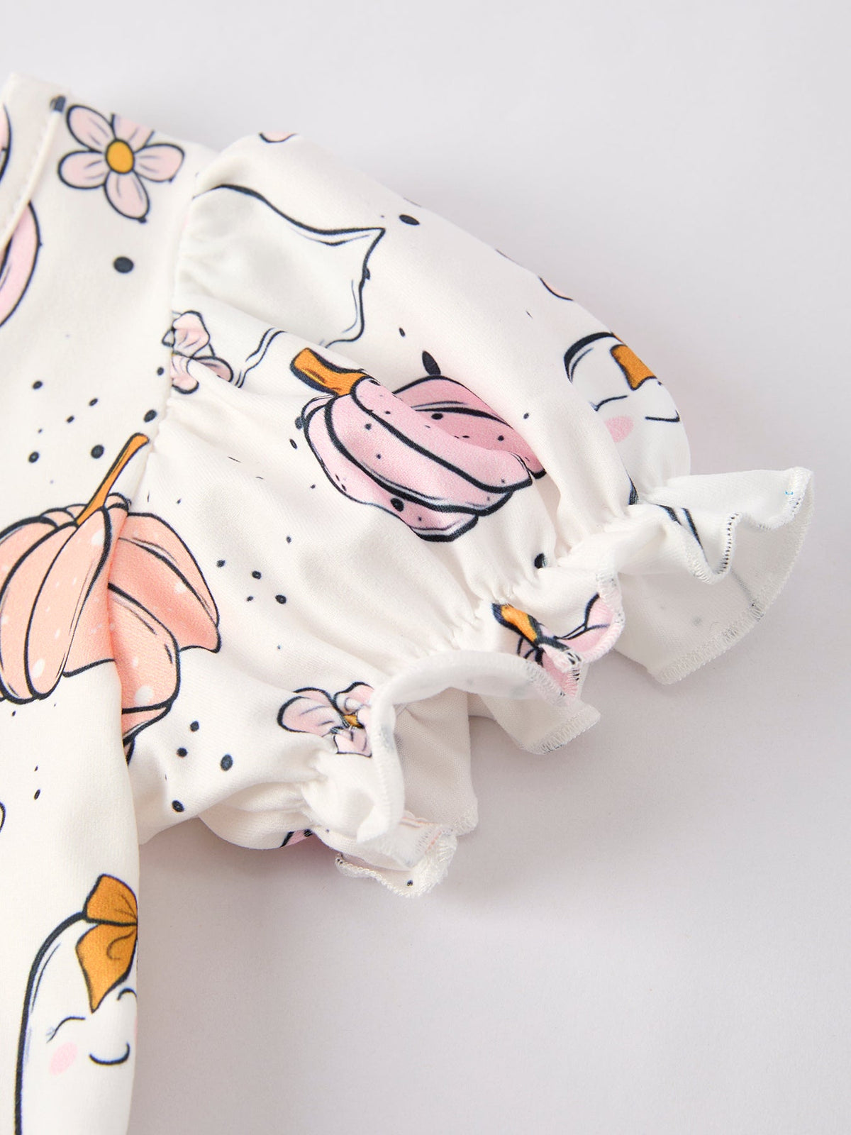 Halloween Pumpkin Ghost Print Cute Girls Dress - Rylee Faith Designs - Flyclothing LLC