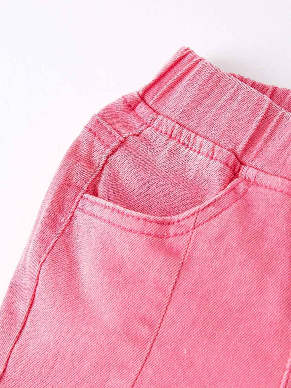 Girls Pink Bow Flared Elastic Denim Pants - Rylee Faith Designs - Flyclothing LLC