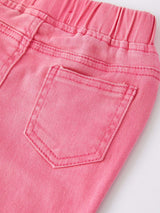 Girls Pink Bow Flared Elastic Denim Pants - Rylee Faith Designs - Flyclothing LLC
