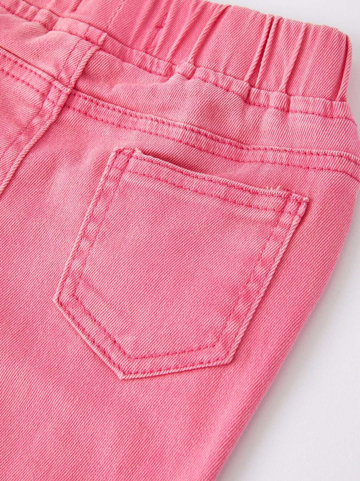 Girls Pink Bow Flared Elastic Denim Pants - Rylee Faith Designs - Flyclothing LLC