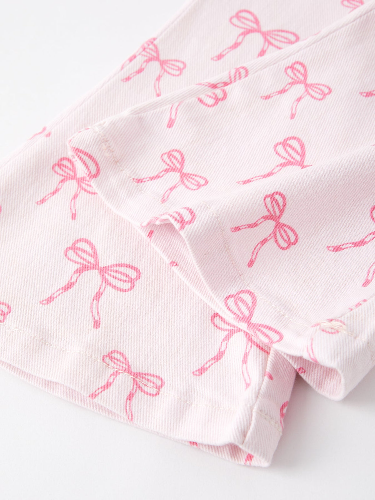 Fall Girls Pink Bow Print Elastic Flared Jeans Denim pant - Rylee Faith Designs - Flyclothing LLC
