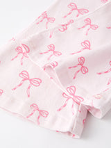 Fall Girls Pink Bow Print Elastic Flared Jeans Denim pant - Rylee Faith Designs - Flyclothing LLC