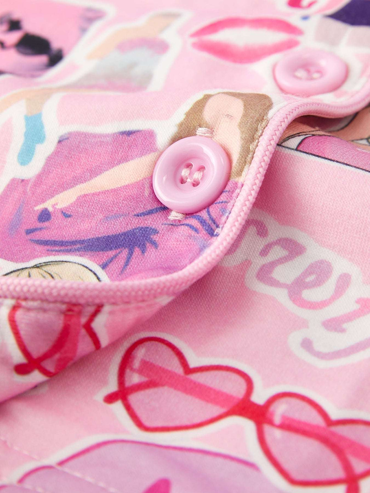 Pink TS Lapel Button Short Sleeve Shorts Pajama Set - Rylee Faith Designs - Flyclothing LLC