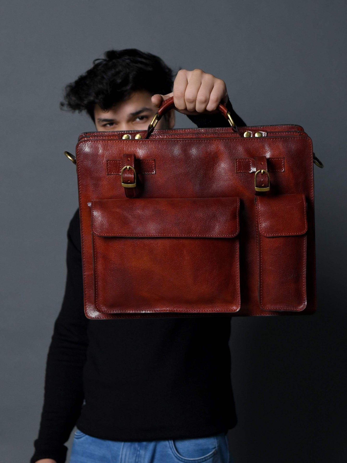Tuscany Italian Leather Briefcase, Tan - Classy Leather Bags - Flyclothing LLC