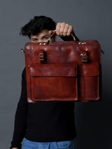 Tuscany Italian Leather Briefcase, Tan - Classy Leather Bags - Flyclothing LLC