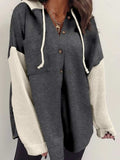 Drawstring Button Front Hoodie - Trendsi - Flyclothing LLC