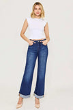 RISEN Full Size Tummy Control High Rise Wide Leg Cuffed Jeans Plus Size - Trendsi - Flyclothing LLC