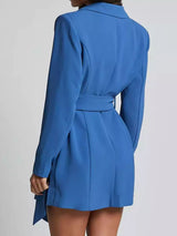 Lapel Collar Tie Waist Blazer - Trendsi - Flyclothing LLC