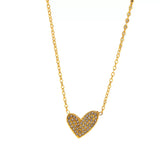 18K Gold-Plated Rhinestone Heart Necklace - Trendsi - Flyclothing LLC