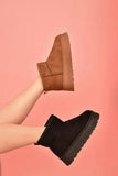 WILD DIVA Suede Round Toe Platform Booties - Trendsi
