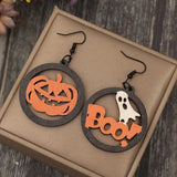 Hollow Pumpkin & Letter Wooden Earrings - Trendsi