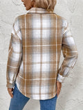 Plaid Collared Neck Half Zip Long Sleeve Top - Trendsi