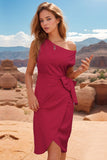 Tied Single Shoulder Short Sleeve Dress Trendsi