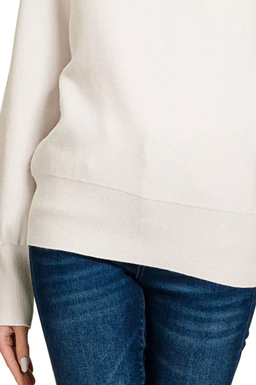 Zenana Viscose Mock Neck Exposed Seam Sweater - Trendsi - Flyclothing LLC