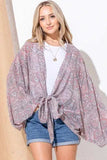 And The Why Sheer Front Tie Knot Oversized Kimono Wrap Cover Up - Trendsi - Flyclothing LLC