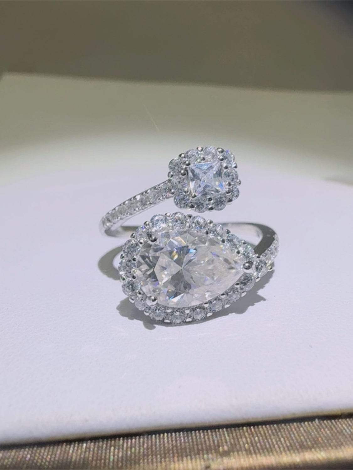 2 Carat Moissanite 925 Sterling Silver Bypass Ring - Trendsi - Flyclothing LLC