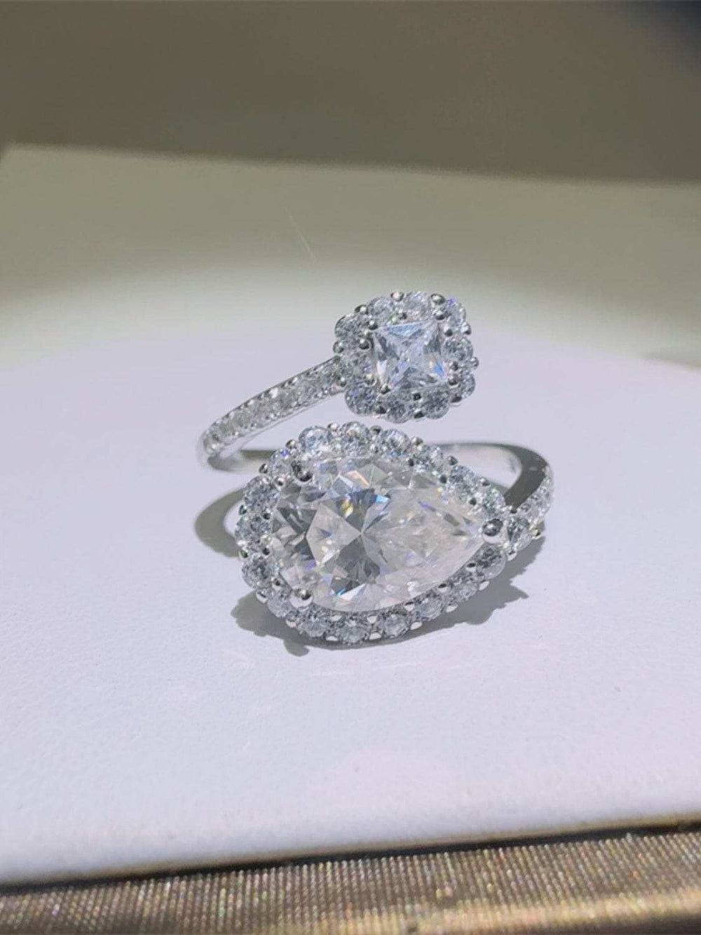 2 Carat Moissanite 925 Sterling Silver Bypass Ring - Trendsi - Flyclothing LLC