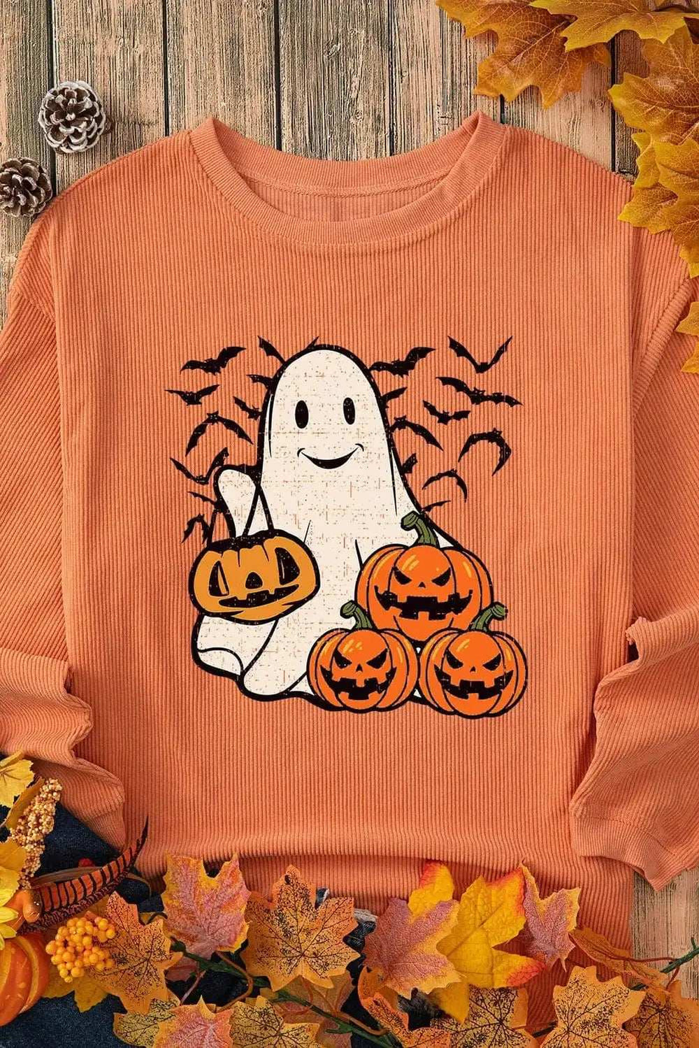 Jack-O'-Lantern Round Neck Long Sleeve Sweatshirt - Trendsi - Flyclothing LLC