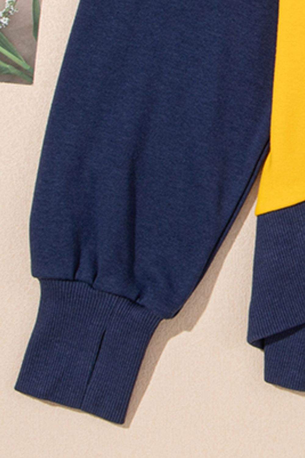 Contrast Round Neck Long Sleeve Sweatshirt - Trendsi - Flyclothing LLC