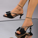 Bow Rhinestone Open-Toe Sandals - Trendsi - Flyclothing LLC