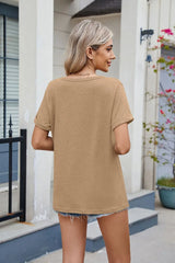 Florira Notched Short Sleeve T-Shirt - Trendsi - Flyclothing LLC