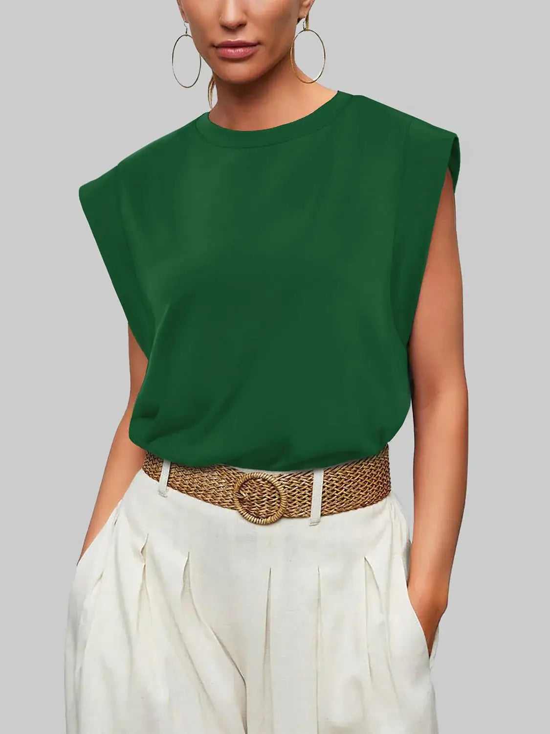 Florira Round Neck Cap Sleeve T-Shirt - Trendsi - Flyclothing LLC