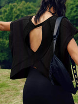 Cutout Back Short Sleeve T-Shirt - Trendsi - Flyclothing LLC
